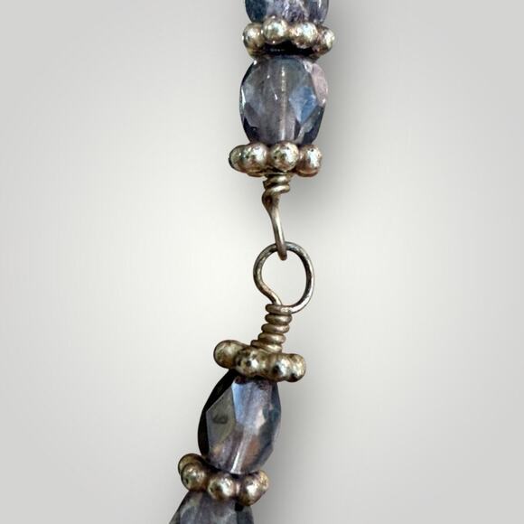 Sterling Silver Necklace & Earrings Set  Quartz Crystal Beads Vintage Handmade - Picture 7 of 11